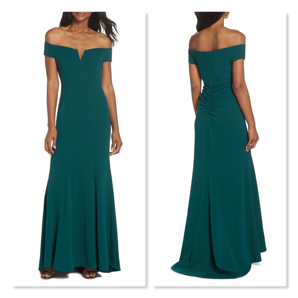 Vince Camuto Notched Off Shoulder Trumpet Gown 4